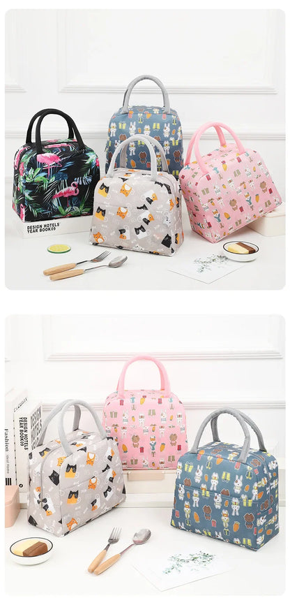 Sac à lunch isotherme à motif dessin animé (1 pièce), idéal pour les pique-niques, les sorties scolaires et les bentos. Grande capacité.