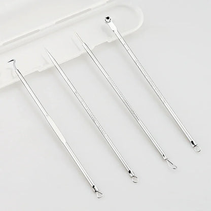 4Pcs Blackhead Removal Needles Black Dots Cleaner Stainless Steel Spot Extractor Acne Treatment Needle Face Clean Care Tool