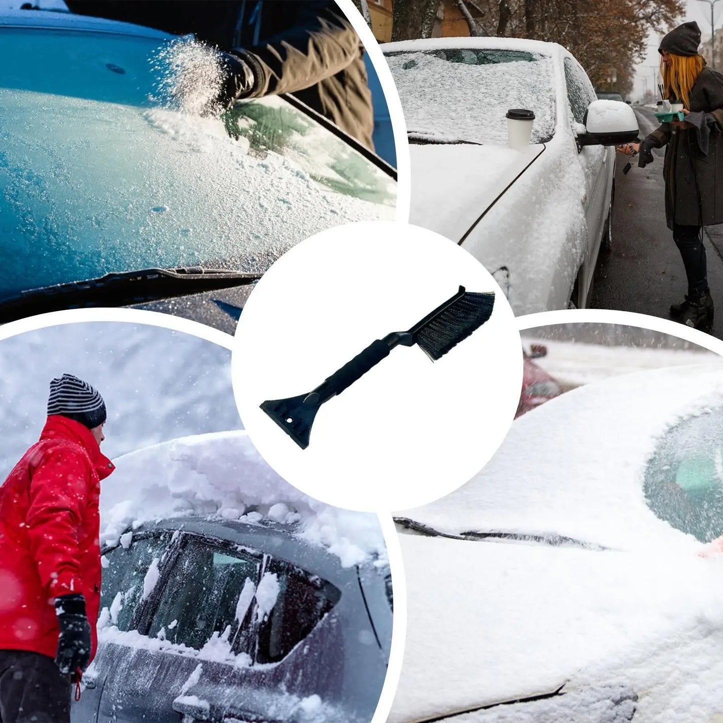 Grattoir à glace pour pare-brise de voiture, grattoir à glace et neige avec poignée en mousse ergonomique, nettoyeur de neige pour vitre de voiture, grattoir à glace pour vitre de voiture