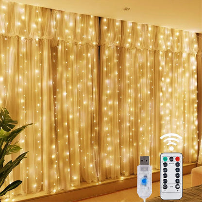 Guirlande lumineuse LED féérique de Noël, 8 modes, télécommande USB, décoration de Noël pour la maison, les fêtes et le Nouvel An.