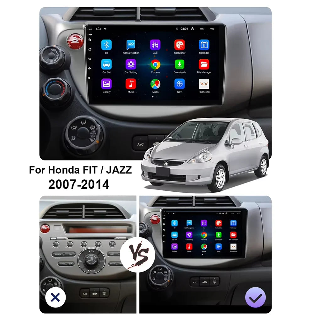 Android 15 Car Radio For Honda Fit Jazz 2008-2013 2din Android 12 Carplay Multimidia Video Player Navigation GPS Head Unit