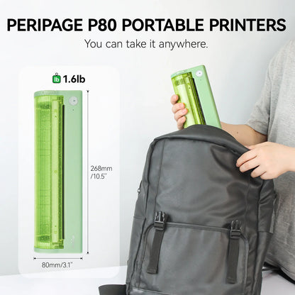 PeriPage P80 Portable Printers Wireless for Travel, Bluetooth Mobile Printer Portable Compatible with Phone & Laptop