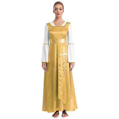 Women Robe Praise Lyrical Dance Dress Church Choir Worship Liturgical Performance Costume Sleeveless Tunic Gown Dancewear Clothe