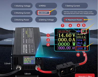 0-100V25A Lifepo4 Charger 24V48V64V72V Fast Charger Lithium Battery Charger 14.6V 100A 60A Battery Adapter Adjustable voltage