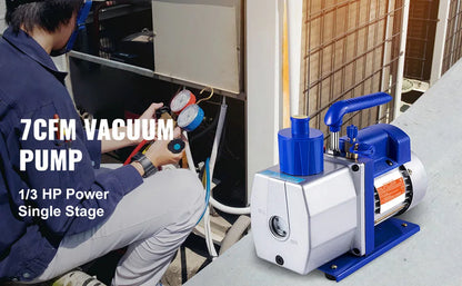 SucceBuy Vacuum Pump 7 CFM 1/3 HP Single Stage for R12 R22 R134a R410a Systems 5PA Vacuum Refrigerant  for Automobile Reparation