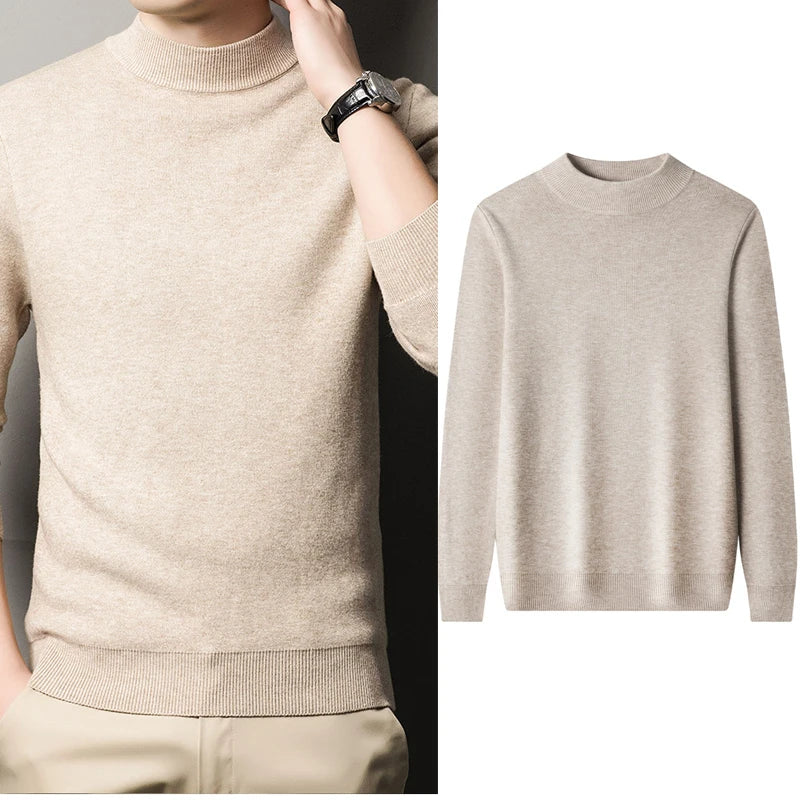 Slim Black Tops Men Autumn Winter Turtleneck Long Sleeve Slim Pullover Sweater Blouse Top Good Quality Spring Autumn Pullover