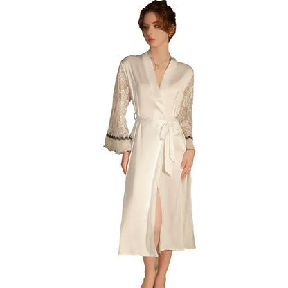 Robe Bride Wedding Party Dress 2025 New Women Satin Lingerie Mariage Kimono Mesh Panel Satin Long Vestidos De Novia