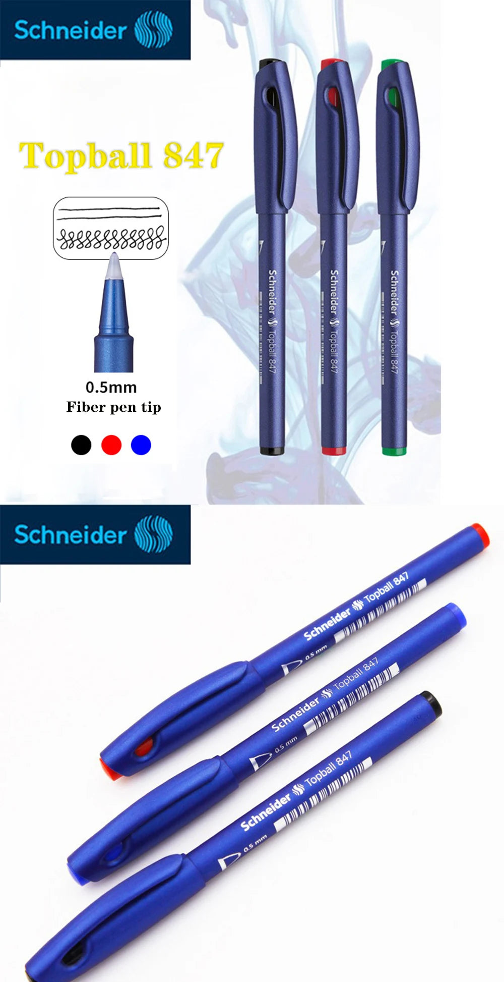 1PC German Schneider Topball 847 0.5mm Gel Pen Signature Pen Writing Smooth Student Exam Supplies Back To School Stationery