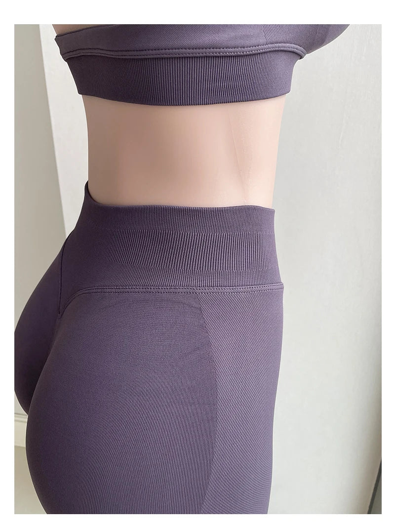 2 Pieces Yoga Gym Set Women Seamless Strappy Yoga Bra High Waist Workout Scrunch Shorts Sports Set Fitness Clothes Sportswear