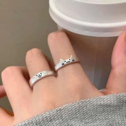 2025 Valentine's Day Rings Cat Dog Animal Adjustable Ring Jewelry Delicate and Stylish Couple Rings for Women Adornment Gifts