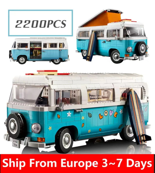 NOUVEAU En stock Compatible 10279 Le modèle de camping-car T2 en briques de construction à monter soi-même, jouet idéal pour les enfants, cadeau de Noël ou d'anniversaire