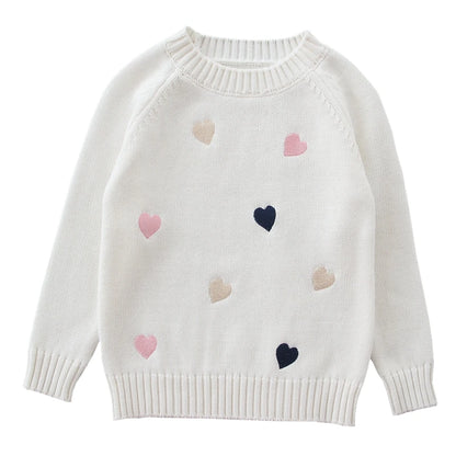 Pull d'automne-hiver pour filles, motif mignon amoureux, pull tricoté en polaire épaisse et chaude