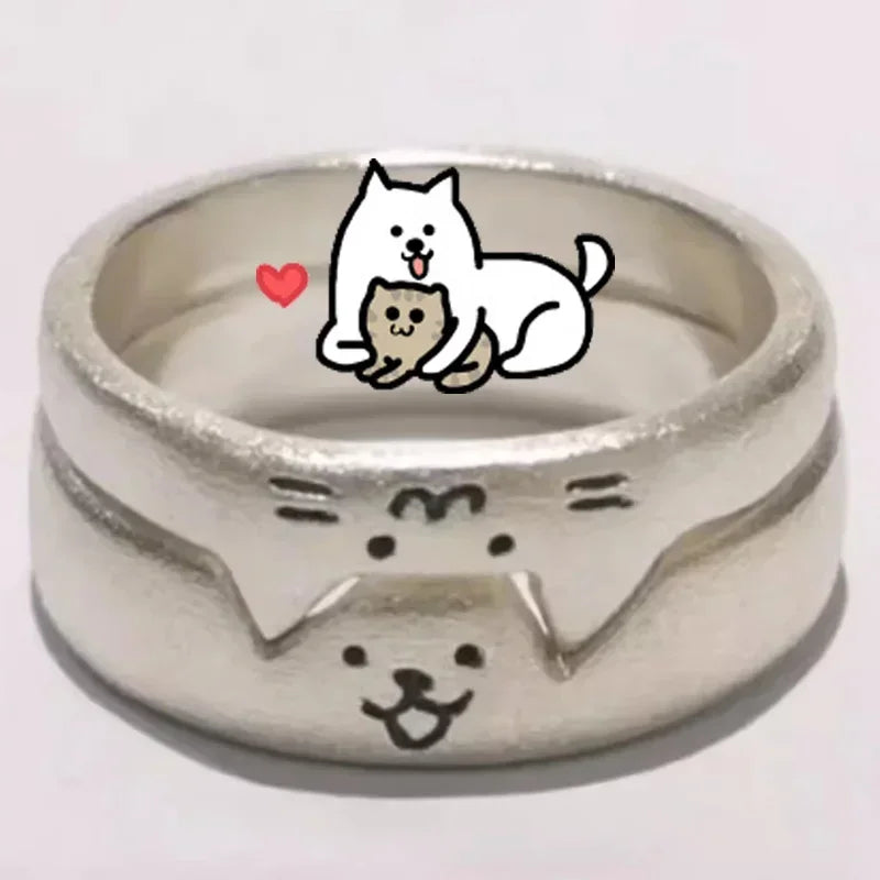 2025 Valentine's Day Rings Cat Dog Animal Adjustable Ring Jewelry Delicate and Stylish Couple Rings for Women Adornment Gifts