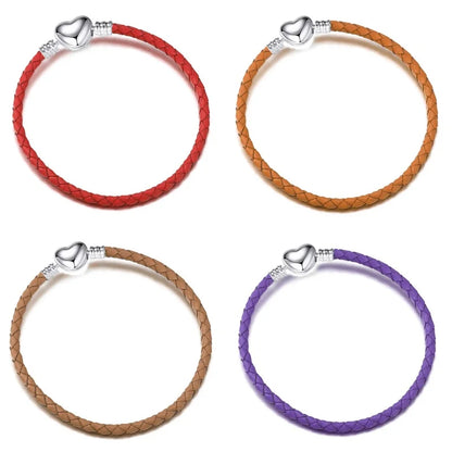 Double Circle Love Leather Rope Bracelet PU Basic Chain Accessories Valentine's Day Gift DIY Fine Jewelry
