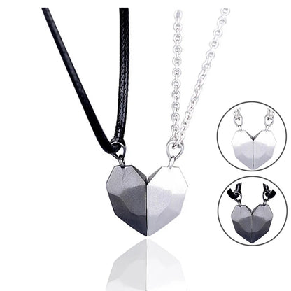 2PCS/SET Couple Necklaces Attarction Between Lovers Heart Magnetic Pendant Necklace For Women Valentine's Day Anniversary Gifts