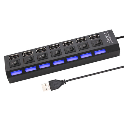 7 Ports USB 2.0 Hub Usb HUB 2.0 Multi USB Splitter Hub Multiple USB Expander 2.0 USB Hub 7 in 1 with On/Off Switch For PC Laptop