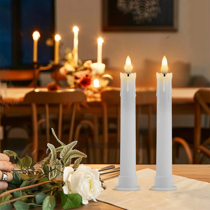 Lot de 6 ou 12 bougies coniques ivoire sans flamme à LED, effet scintillant, avec télécommande, mèche 3D, fonctionne sur piles, décoration de Noël, fenêtre ou mariage