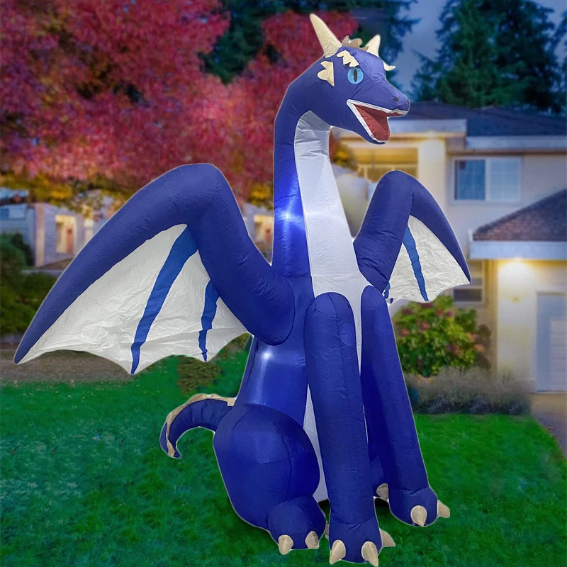 Décoration gonflable dragon de 2,4 m pour Halloween, avec lumière LED. Grande décoration extérieure de Noël, ornement gonflable pour les fêtes et les jardins.