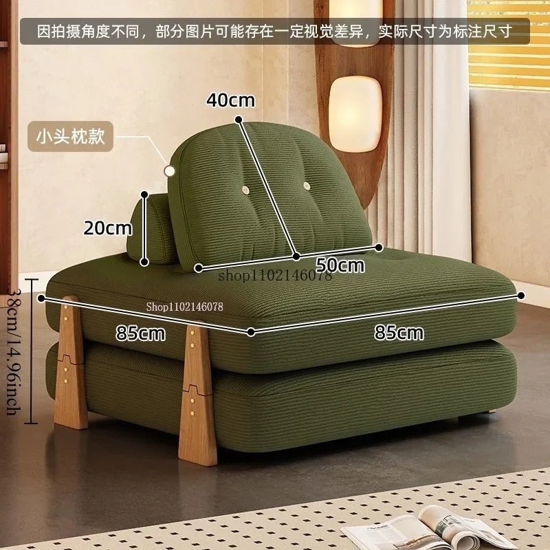 Nordic Home Lazy Sofa Small Apartment Fabric Sofas Living Room Tofu Block Module Combination Sofa Bed Dual-purpose Cream Tatami