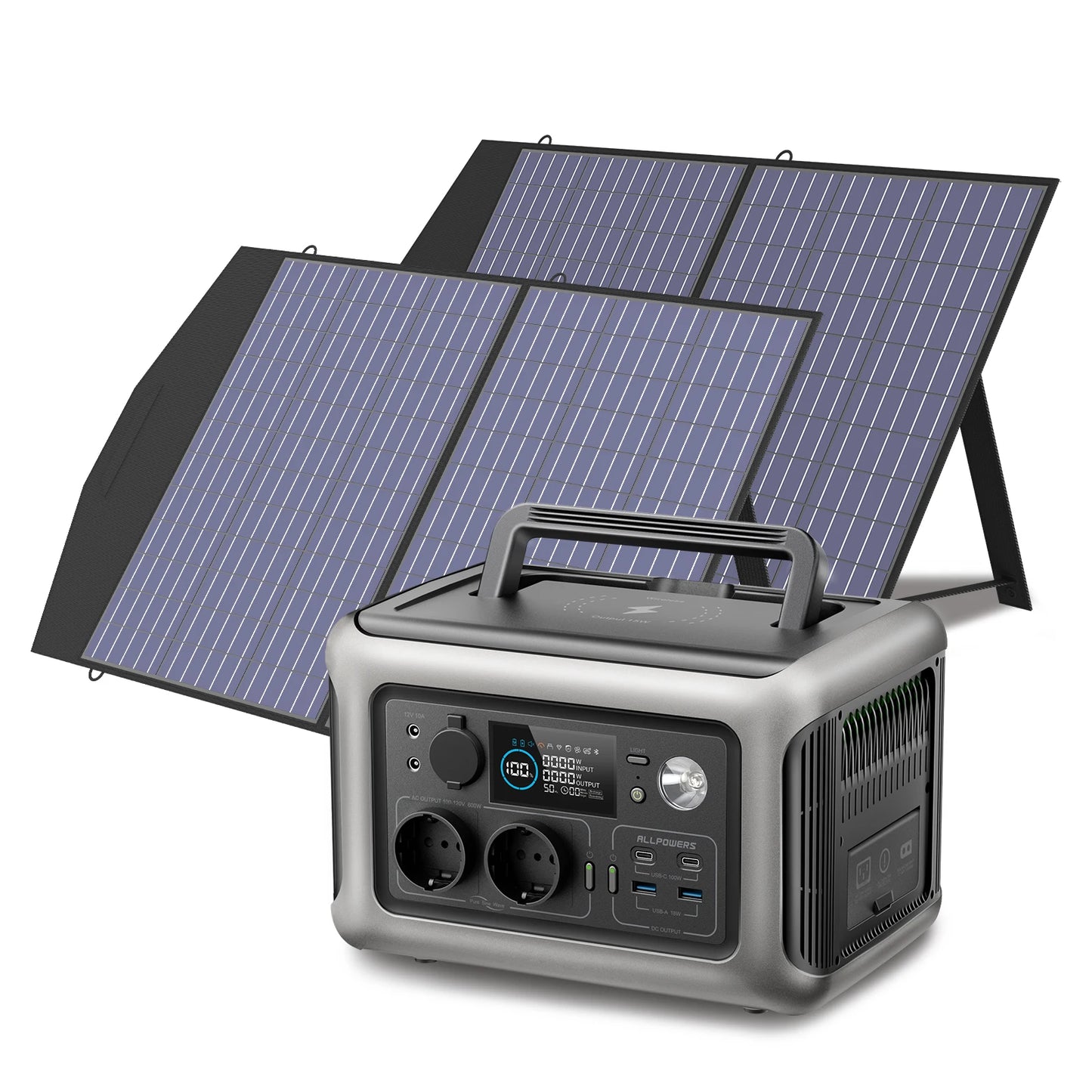 ALLPOWERS R600 Solar Generator with SolarPanel (Optional), 600W 299Wh LiFePO4 Portable Power Station with Solar Charger for Camp