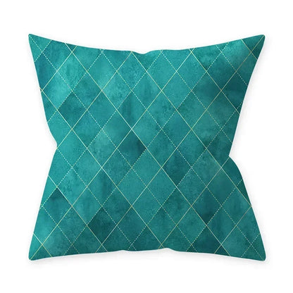 Teal Blue Cushion Cover Decorative Sofa Cushions Polyester Geometric Pillow Covers 45x45 Throw Pillows Single Side Pillowcases