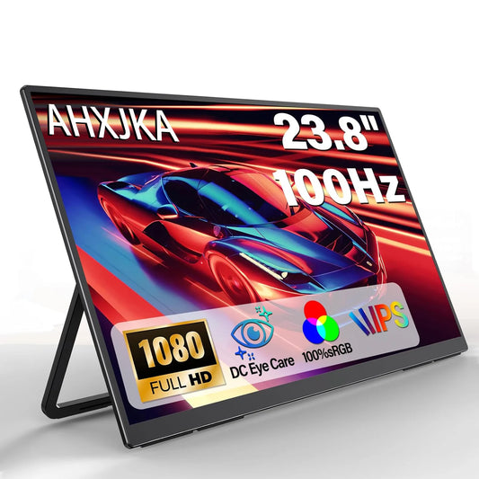 23.8inch Portable Monitor 100HZ 100% SRGB IPS USB-C HDMI Large Work Switch Home Gaming Second Monitor Adjustable Stand Laptops