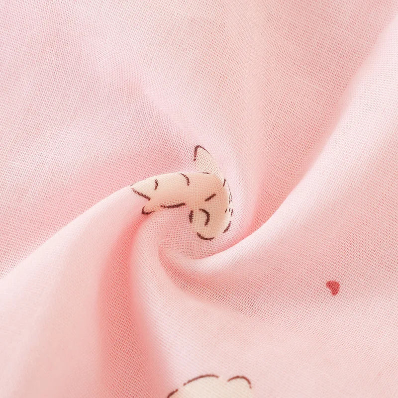 Summer Women Pajamas 3 Pieces Set 100% Gauze Cotton Female Sleepwear Bedroom Set Short sleeved long pants + shorts Woman Piiama