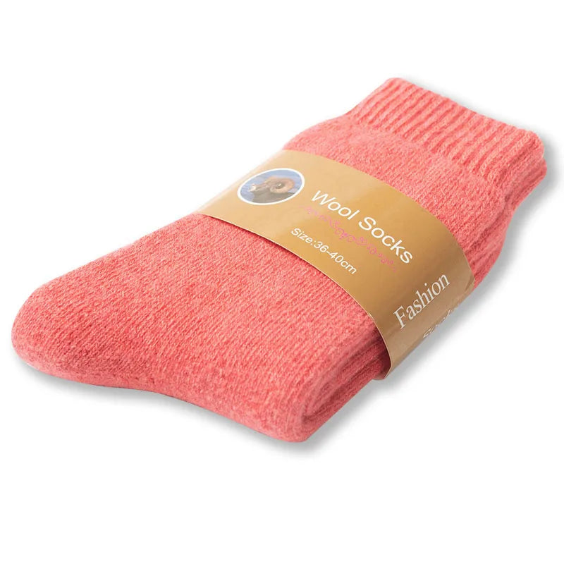 1 Pair Solid Color Wool Socks Men's Sock Women Socks Against Super Thicker Winter Socks High Quality Cold Snow Sock Merino Socks