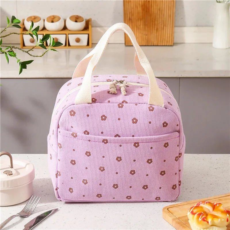 Sac à lunch isotherme en velours côtelé personnalisé avec nom, idéal pour l'école, les pique-niques et comme sac de rangement pour les aliments.