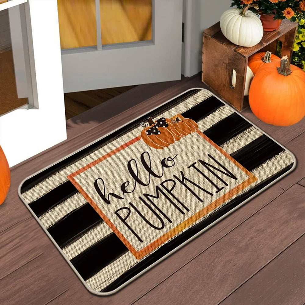 Tapis de porte VIKAMA Halloween Automne Tapis de bienvenue Thanksgiving Tapis antidérapant intérieur/extérieur Décoration intérieure