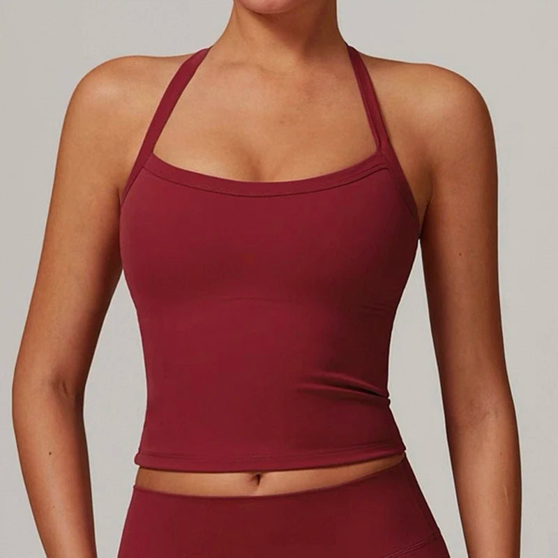 Women's Yoga Sports Fitness Vest, Pilates Running Bra, Thin Belt, Professional Training Underwear, Chest Mat, Fitness Gear