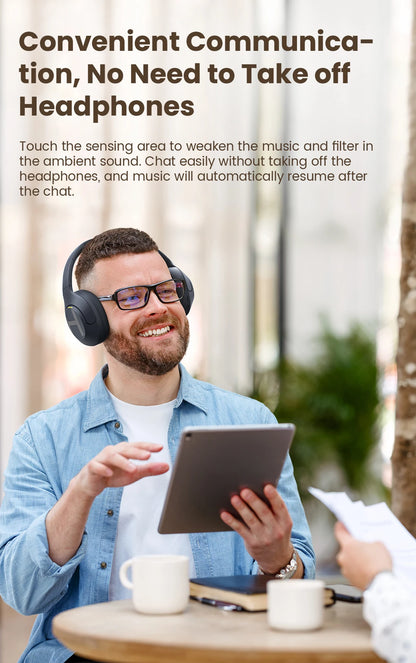 HAYLOU S35 ANC Wireless Bluetooth 5.2 Headphones 42dB Over-ear Noise Cancellation Headsets 40mm Driver 60H Playtime Earphones