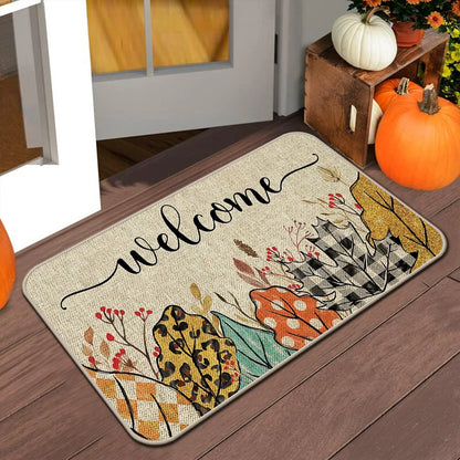 Tapis de porte VIKAMA Halloween Automne Tapis de bienvenue Thanksgiving Tapis antidérapant intérieur/extérieur Décoration intérieure
