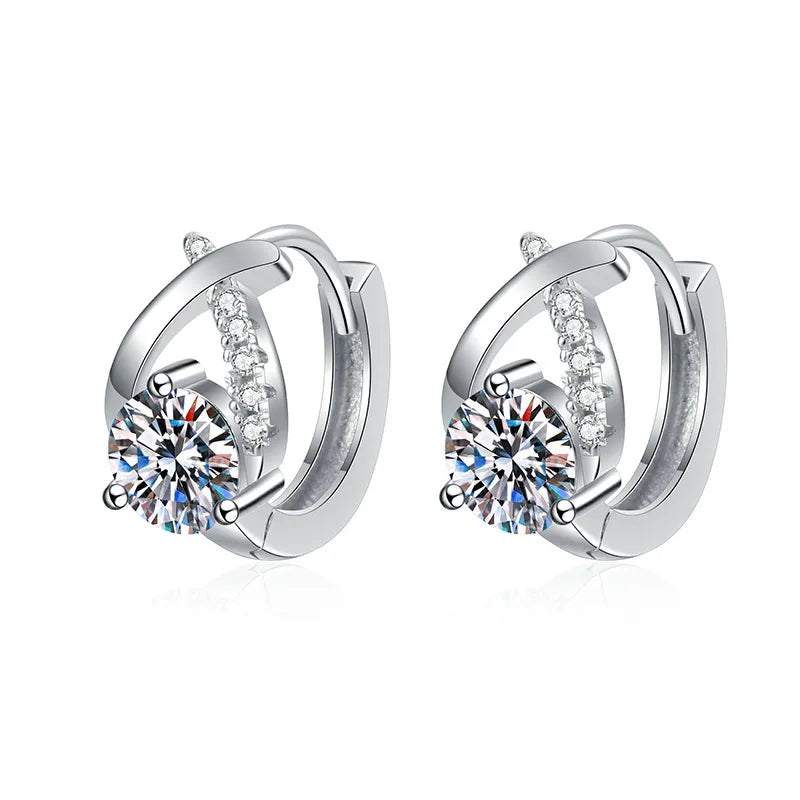 Boucles d'oreilles créoles en véritable moissanite de 0,5 carat et 5 mm, avec certificat, en argent sterling 925. Bijoux de luxe étincelants pour femmes.