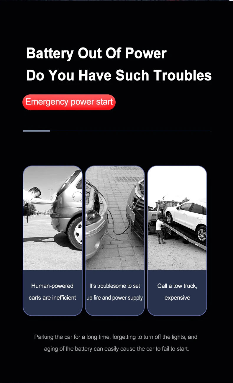 EAFC 12V  Car Jump Starter Power Bank Portable Car Battery Booster ChargerStarting Device Auto Emergency Start-up Lighting