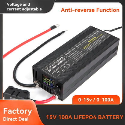 0-100V25A Lifepo4 Charger 24V48V64V72V Fast Charger Lithium Battery Charger 14.6V 100A 60A Battery Adapter Adjustable voltage