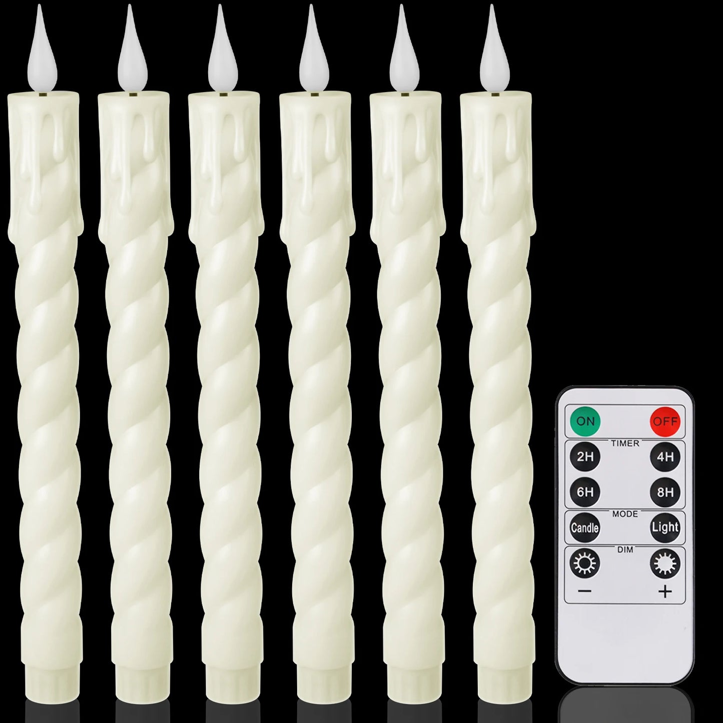 Pack of 6 Remote Control LED Decorative Candle Light Battery Operated Flameless Electronic Home Party Wedding Candle With Timer