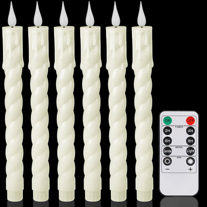 Pack of 6 Remote Control LED Decorative Candle Light Battery Operated Flameless Electronic Home Party Wedding Candle With Timer