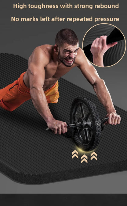 Tapis de yoga pour homme, 20 mm d'épaisseur, allongé et élargi, antidérapant, idéal pour l'exercice, couleur unie, en NBR.