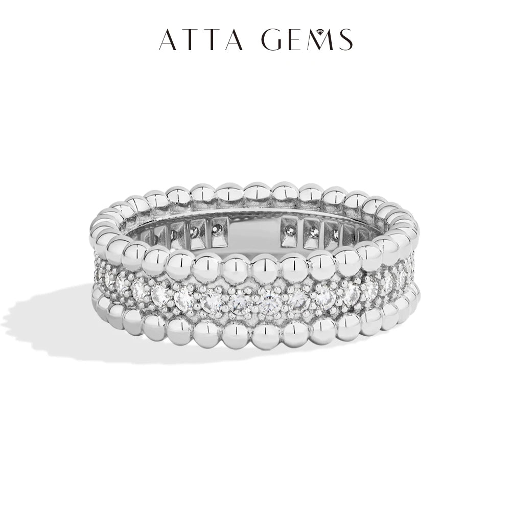 ATTAGEMS New Trends Moissanite Eternal Rings for Women S925 Sterling Silver D VVS1 Diamond Elegant Engagement Bands Fine Jewelry