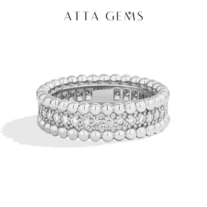 ATTAGEMS New Trends Moissanite Eternal Rings for Women S925 Sterling Silver D VVS1 Diamond Elegant Engagement Bands Fine Jewelry