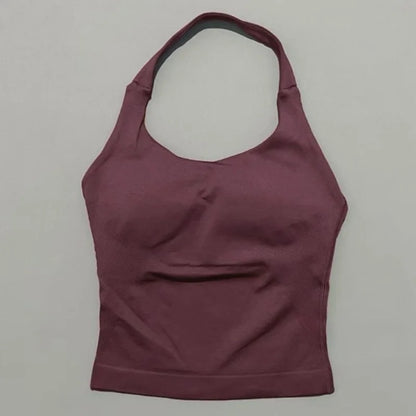 HISTELLO Halter Top Gym Vest Woman Backless Tank Tops Push Up Sport Bras Running Vest Workout Tops Activewear Yoga Clothing