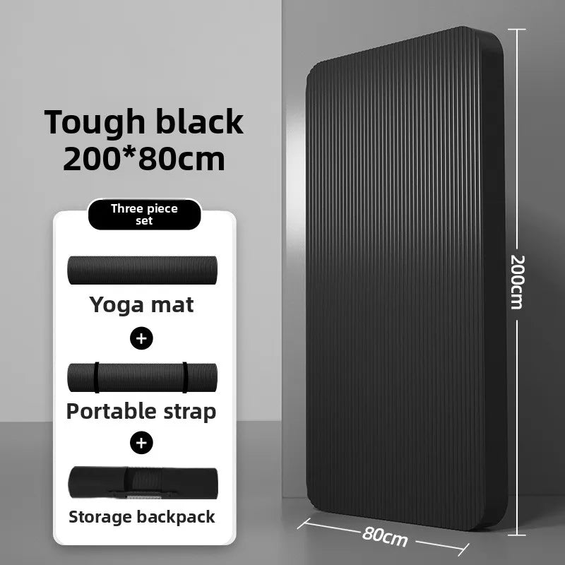 Tapis de yoga pour homme, 20 mm d'épaisseur, allongé et élargi, antidérapant, idéal pour l'exercice, couleur unie, en NBR.