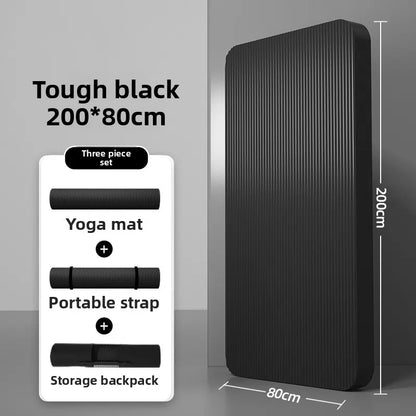 Tapis de yoga pour homme, 20 mm d'épaisseur, allongé et élargi, antidérapant, idéal pour l'exercice, couleur unie, en NBR.