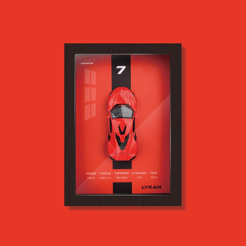 1:32 3D Photo Frame Wall Hanging Paintings Alloy Metal Diecast Model Car Home Trend Toy Decorations Display Valentine's Day Gift