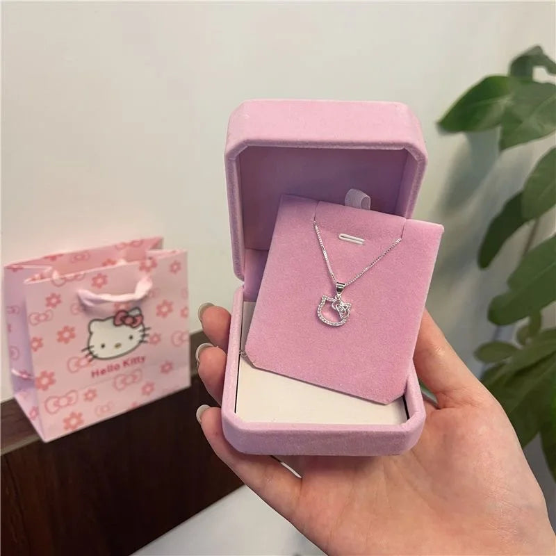 Sanrio Hello Kitty Necklace Cute Cartoon Clavicle Chain Pendant Women's Simple White Elegant Jewelry Fashion Friend Couple Gifts