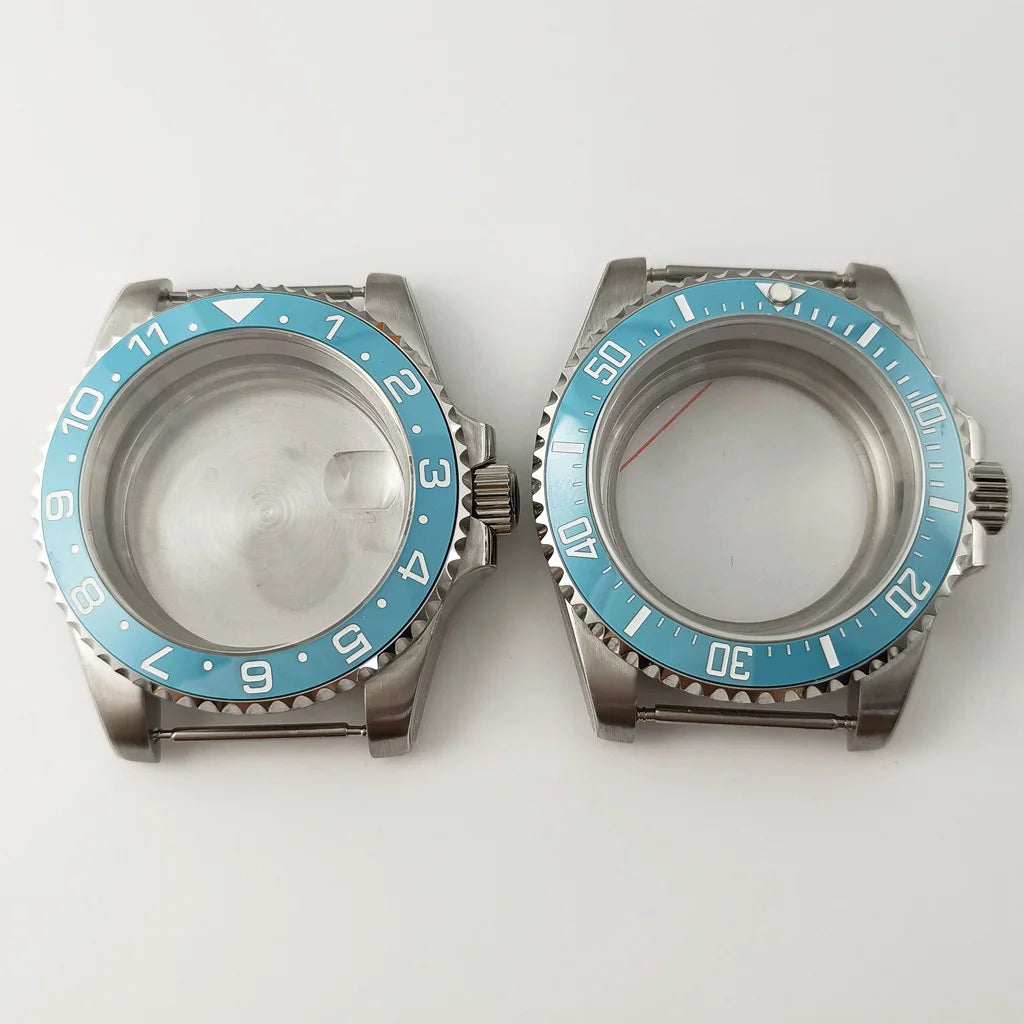 Goutent 40mm Sapphire Crystal Watch Case Blue Ceramic Bezel Fit NH34 NH35 NH36 ETA 2824 PT5000 ST2130 Movement
