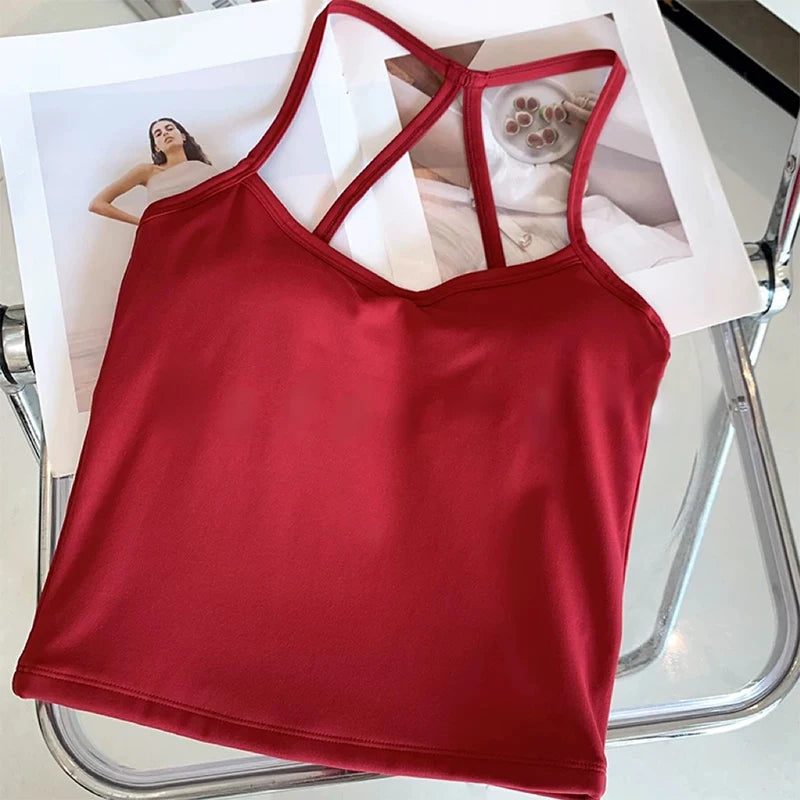 Women's Yoga Sports Fitness Vest, Pilates Running Bra, Thin Belt, Professional Training Underwear, Chest Mat, Fitness Gear