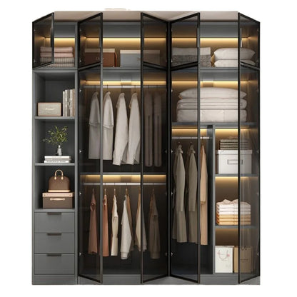 Aesthetic Black Dressing Wardrobe Display Waterproof Luxury Closet Wardrobe Storage Clothing Ropero Para Gurdar Ropa Furnitures
