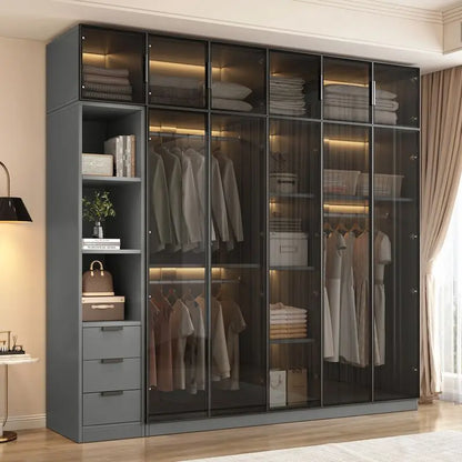 Aesthetic Black Dressing Wardrobe Display Waterproof Luxury Closet Wardrobe Storage Clothing Ropero Para Gurdar Ropa Furnitures